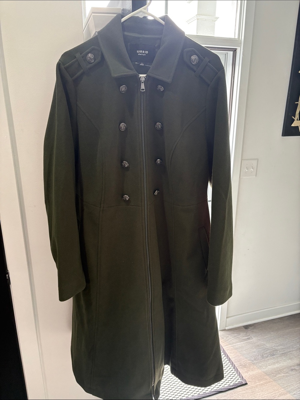 torrid Dark Olive Double-Breasted Military Trench Coat